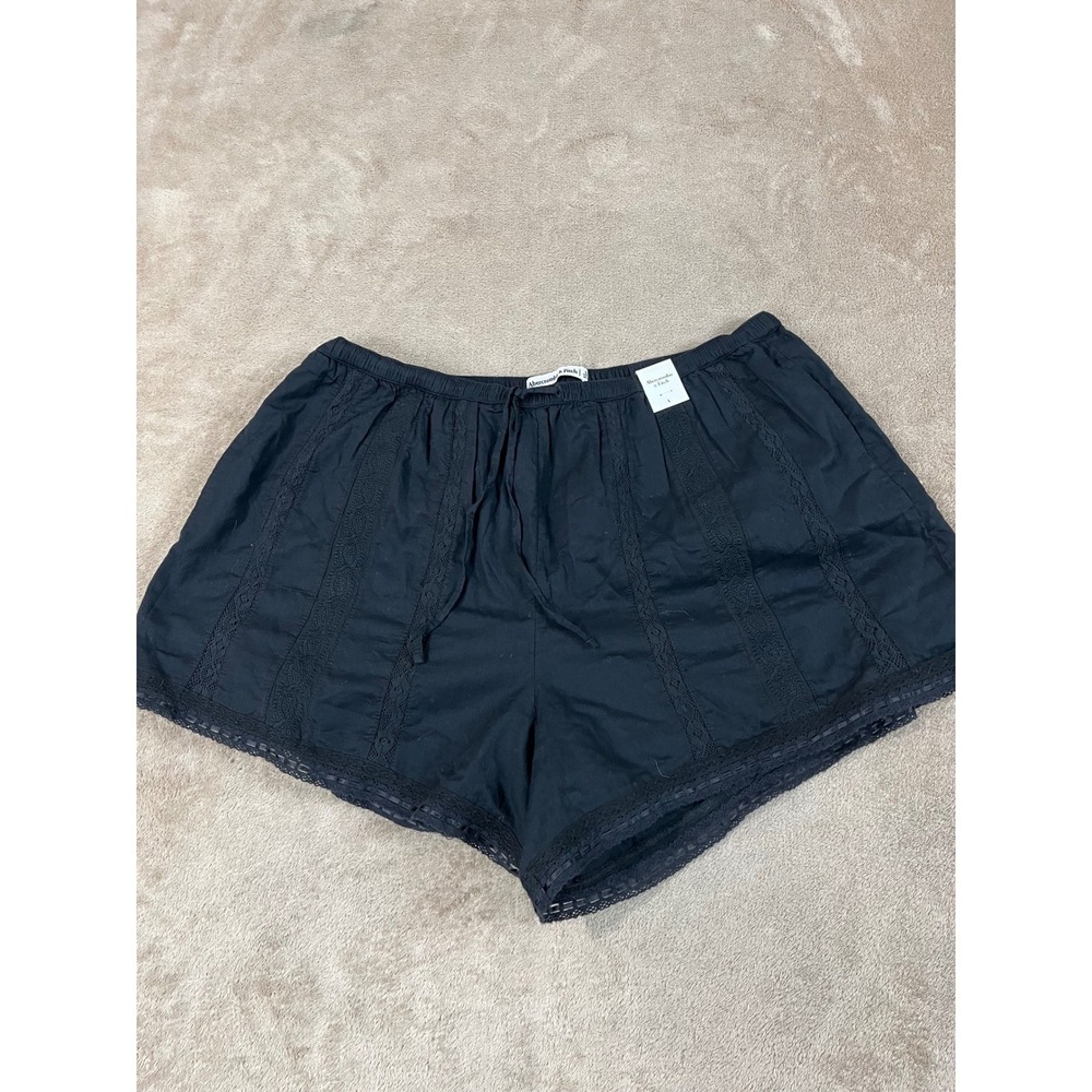 Abercrombie Boho Embroidered Short Women Size Large Black 3" Cute New $65